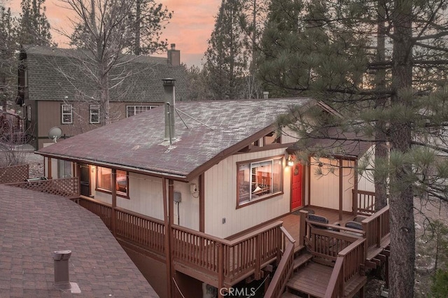 view of property exterior at dusk