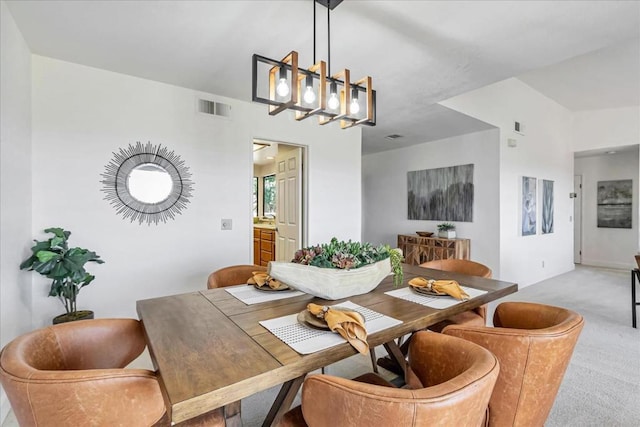 view of carpeted dining room