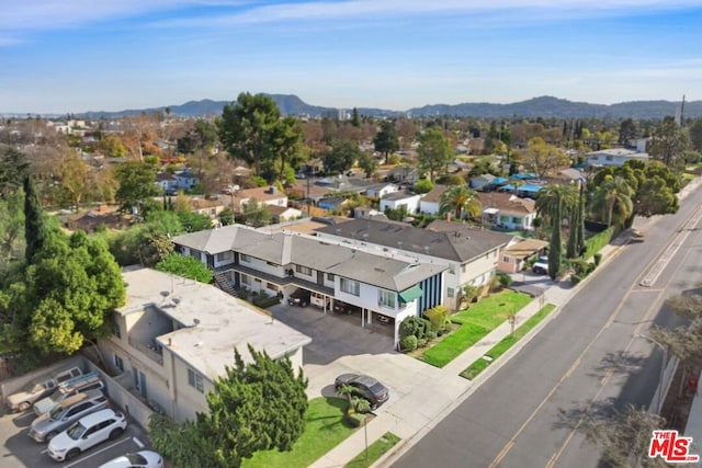 aerial view with a mountain view