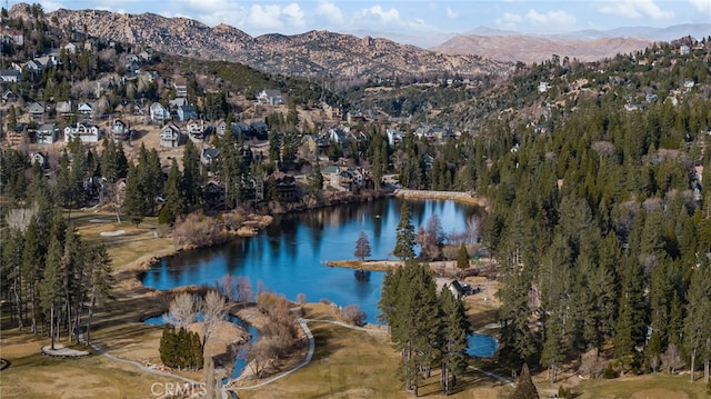 aerial view with a water and mountain view