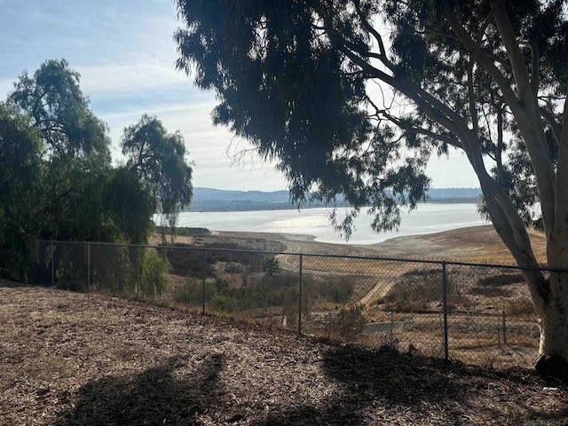 view of yard with a water view