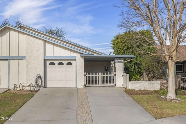 exterior space featuring a garage