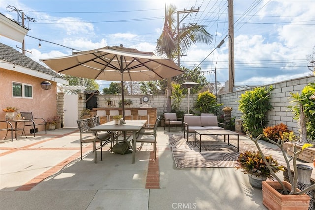 view of patio / terrace featuring an outdoor living space