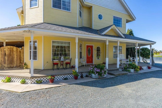 farmhouse with covered porch