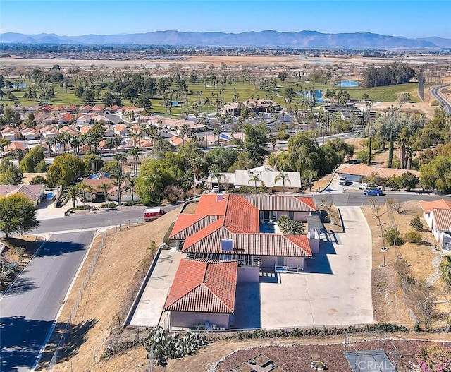 bird's eye view with a mountain view