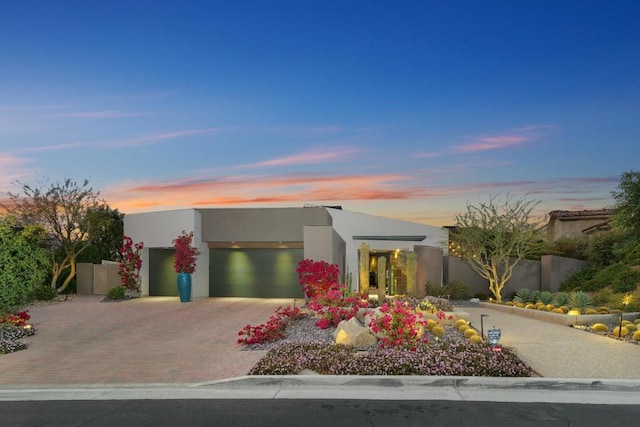 contemporary home featuring a garage