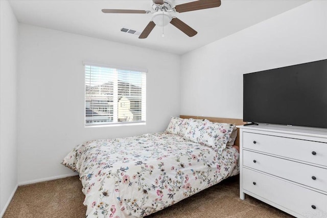 bedroom with carpet floors and ceiling fan