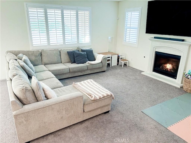 living room featuring carpet flooring