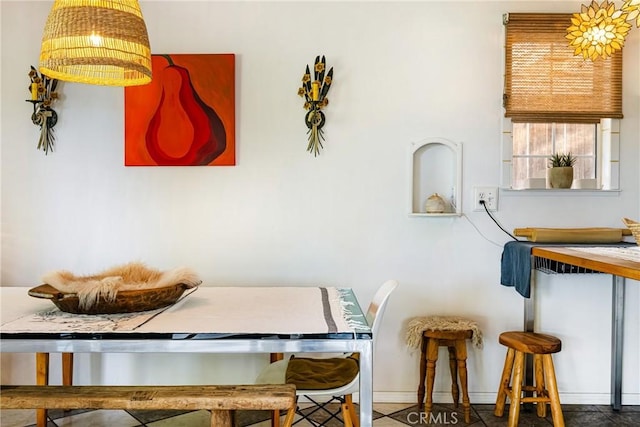 dining area with tile patterned floors