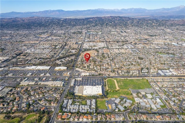 bird's eye view with a mountain view