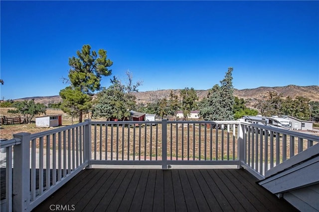 deck featuring a mountain view