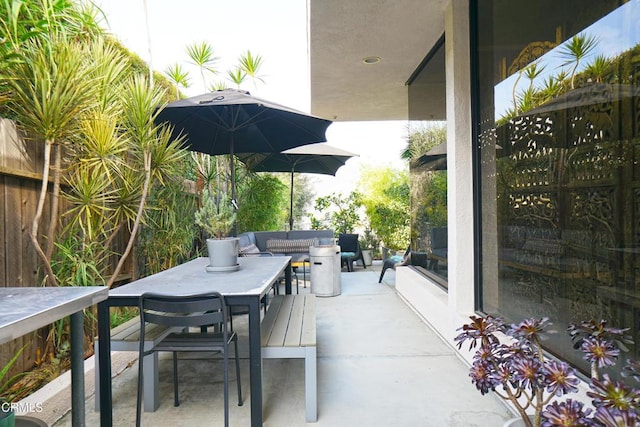 view of patio / terrace featuring an outdoor hangout area