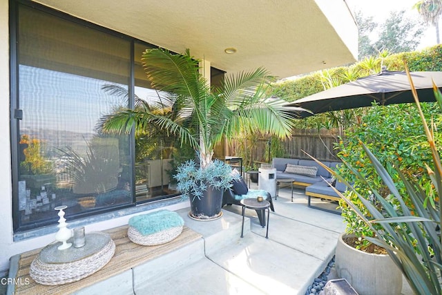 view of patio / terrace featuring an outdoor living space