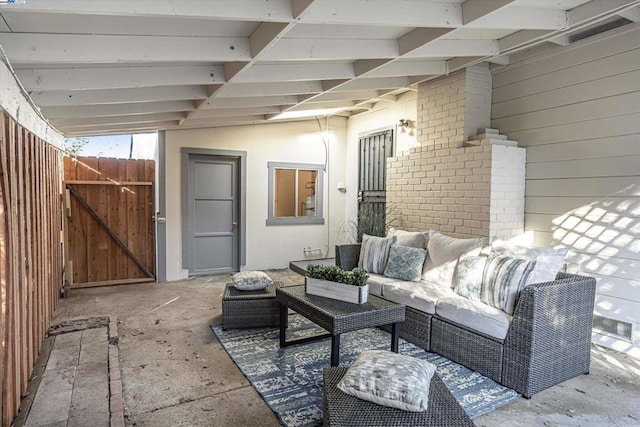 view of patio with an outdoor hangout area