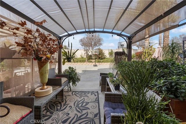 view of patio / terrace with a pergola and an outdoor hangout area