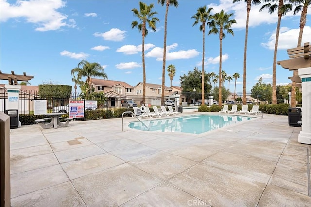 view of pool featuring a patio