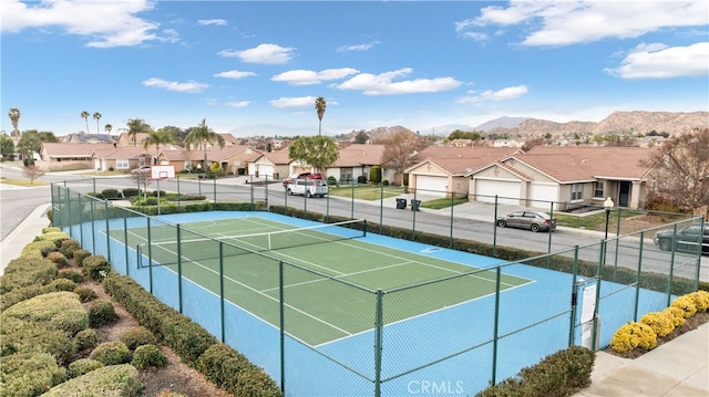 view of sport court featuring a mountain view