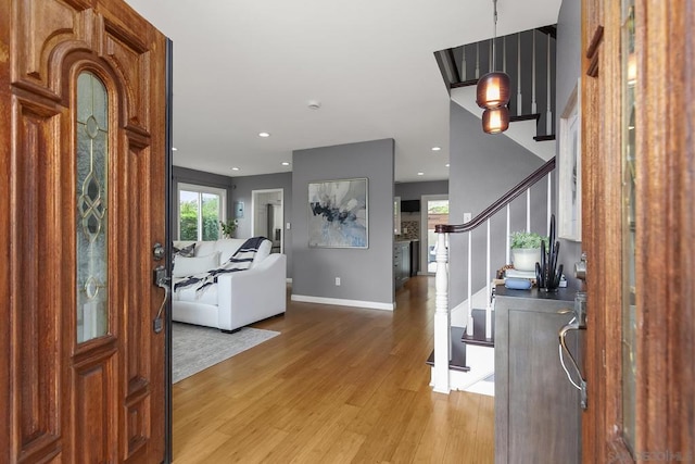 foyer featuring light wood-type flooring