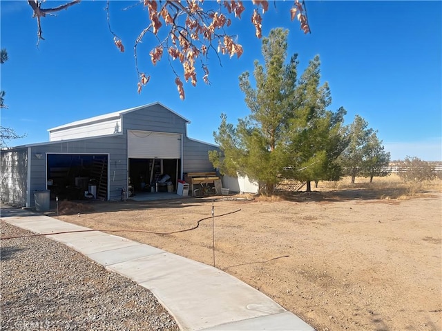 exterior space with a garage