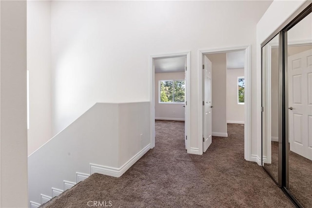 370 Auburn Dr, Lake Arrowhead, CA 92352 - corridor with carpet floors and an upstairs landing