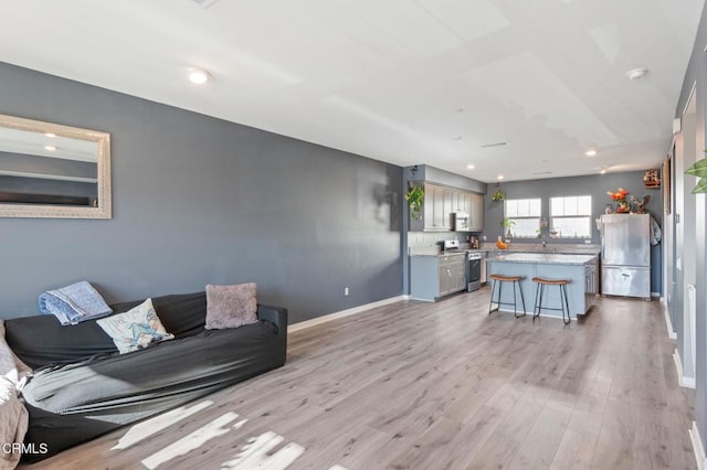 living room with light wood-type flooring