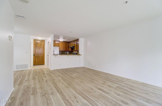 unfurnished living room with light wood-type flooring