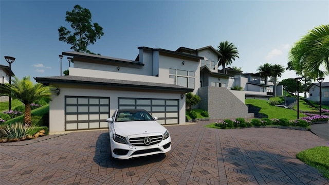 contemporary home featuring a garage