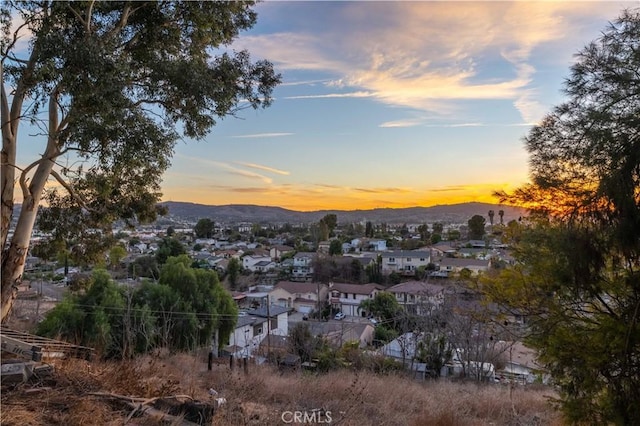 nature at dusk featuring a mountain view