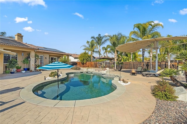 view of swimming pool with a patio