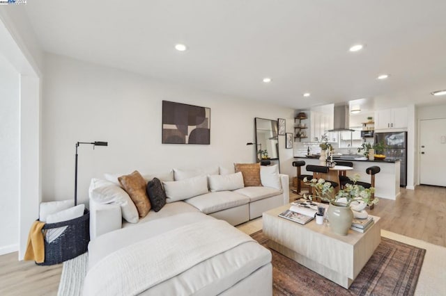 living room featuring light hardwood / wood-style flooring