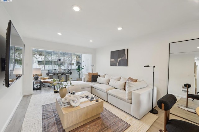 living room featuring light hardwood / wood-style floors