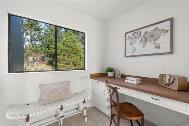 tiled home office with built in desk