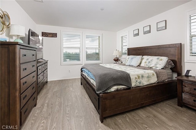 bedroom with light hardwood / wood-style flooring