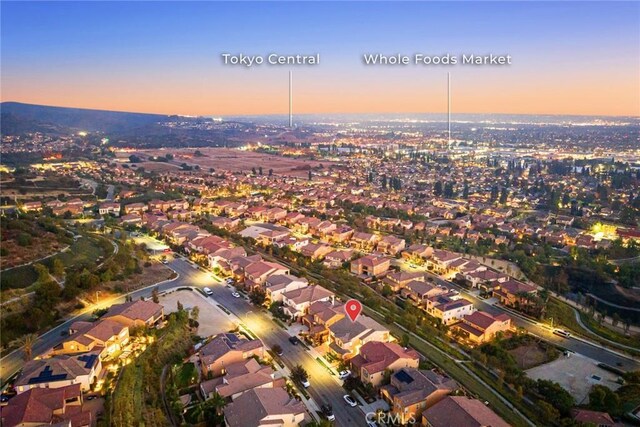 2598 E Temblor Ranch Dr, Brea, CA 92821 - aerial view at dusk of a residential view
