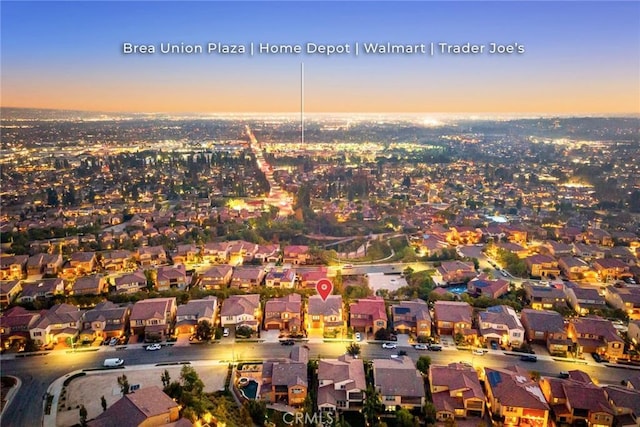 2598 E Temblor Ranch Dr, Brea, CA 92821 - aerial view at dusk of a residential view
