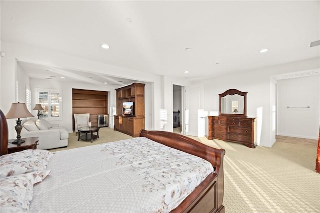 2598 E Temblor Ranch Dr, Brea, CA 92821 - bedroom featuring light carpet, recessed lighting, and baseboards