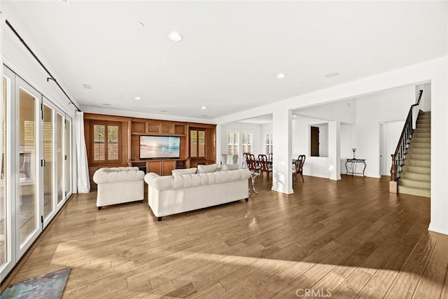 living room featuring light hardwood / wood-style flooring