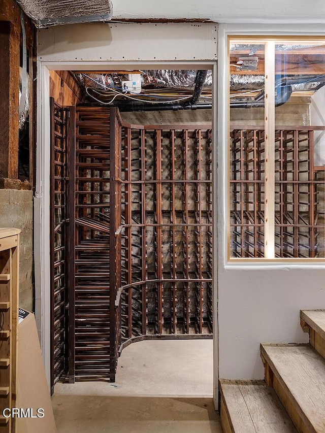 view of wine cellar