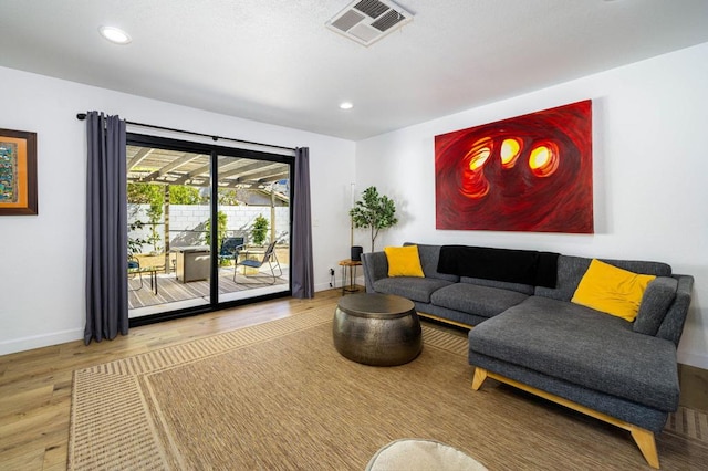 living room featuring wood-type flooring