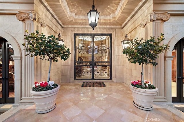 entrance to property featuring french doors