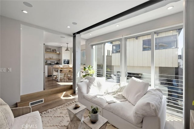 living room with wood-type flooring