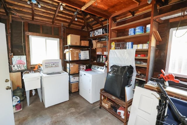 interior space with separate washer and dryer