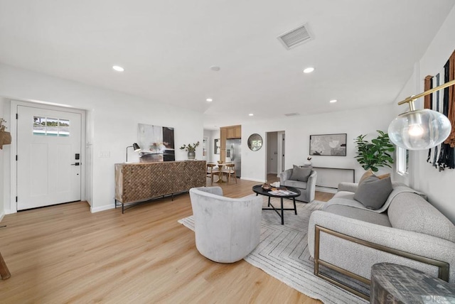 living room featuring light hardwood / wood-style flooring