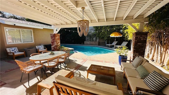 view of pool featuring an outdoor hangout area and a patio area