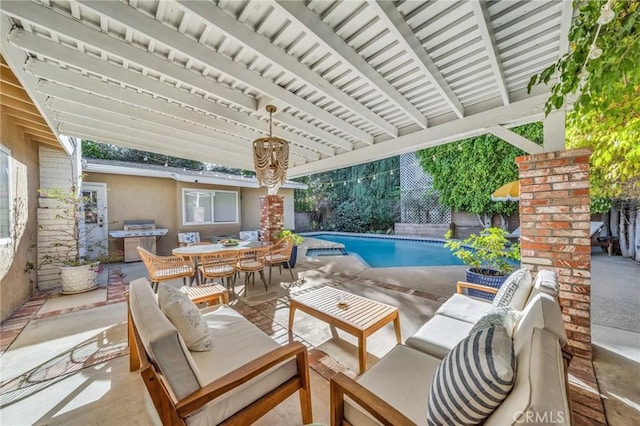 view of patio / terrace featuring outdoor lounge area and a grill