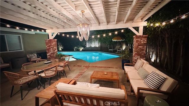 view of swimming pool with an outdoor hangout area and a patio area