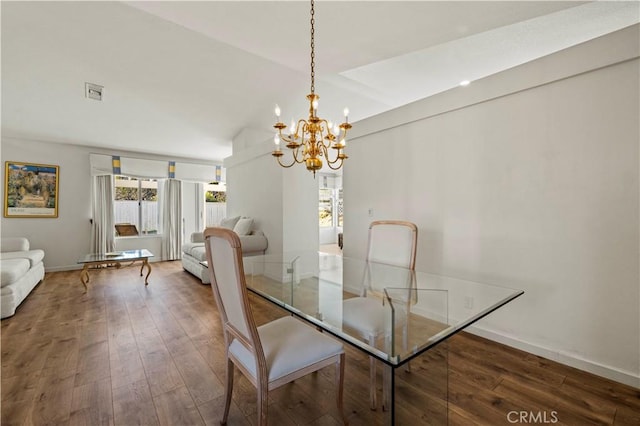 30431 Sunrose Pl, Canyon Country, CA 91387 - dining space with hardwood / wood-style floors and a chandelier