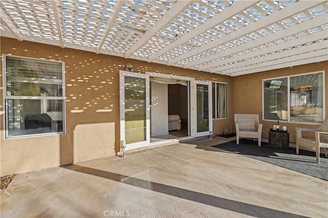 view of patio featuring a pergola