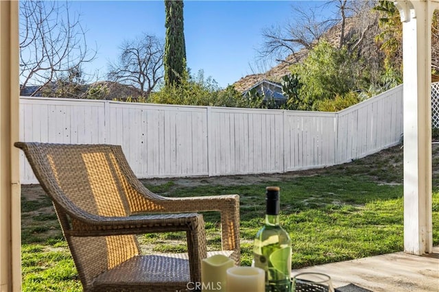 view of yard with a fenced backyard