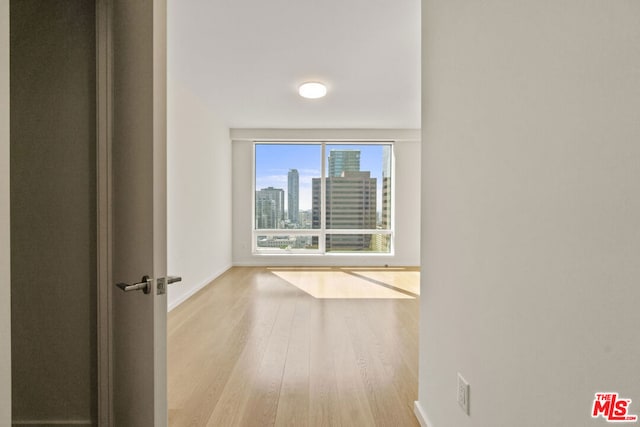 hall with light hardwood / wood-style flooring